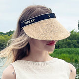 Organic band raffia sun visor Black