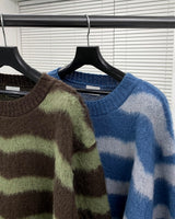 オウンウェイルストライプモヘアニットウェア/OWN Weil Striped Mo hair knitwear (2 colors)