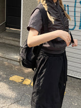 ウィンドハイネックシャーリング半袖ジャンパー / Wind high neck shirring short-sleeved jumper