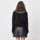 CHECK COLLAR CROP SWEATSHIRT_BLACK (6609870717046)