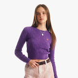 スモールチェリーケーブルクロップニット／SMALL CHERRY CABLE CROP KNIT [PURPLE]