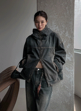 (UNISEX) インアワーウォッシングフードデニムジャケット