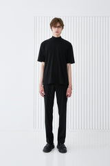RIB MOCK NECK HALF T-SHIRT BLACK (6566873038966)