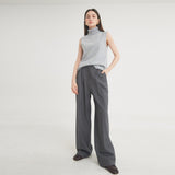 ツータックボタンワイドウールパンツ / Two-Tuck Button Wide Wool Pants (Charcoal)