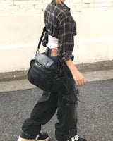 ビンテージヒップホップチェッカードクロップシャツ