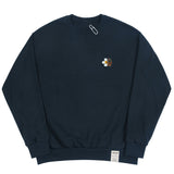 [UNISEX] Leopard Flower Smile Embroidery White Clip Sweatshirt (6655515754614)