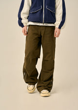 VINTAGE PINTUCK COTTON PANTS - KHAKI
