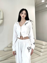 ハートクロップフードジップアップ/[High quality] 847. Heart crop hood zip up (2color)