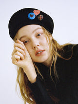 0 7 punk pin button beret - BLACK (6683350958198)