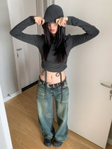 コレクションシャーリングクロップフーディー