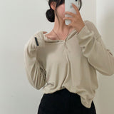 [Bellide made] Chalang snap ribbed T-shirt