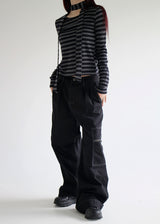 ストライプスカーフセットTシャツ/Stripe scarf set T-shirt (2color)