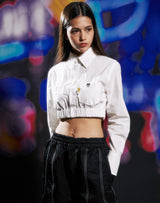 イエロータップクロップシャツ/YELLOW TAP CROP SHIRT WHITE