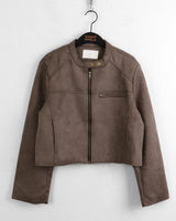 Rilch Zipper Biker Suede Cropped Jacket