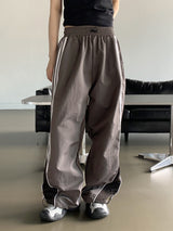 3ライン配色ツーウェイトラックロングワイドカーゴパンツ/ hata three-line coloring two-way track long wide cargo pants