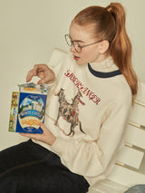 Cowboy Graphic Sweatshirt (Ivory&Navy) (6643896549494)