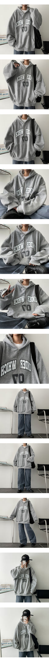Under Raz Boxy Fleece Half Zip-Up Hood
