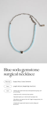 ブルーソーダジェムストーンサージカルネックレス/Blue soda gemstone surgical necklace