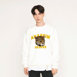 [UNISEX] Big Real Leopard Font White Clip Sweatshirt (6654940282998)