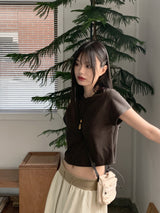 クールラインクロップベーシックショートスリーブTシャツ
