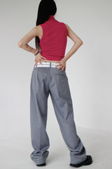 オビカラーマッチングロングスラックス / no.874 obi color matching long slacks (2color)