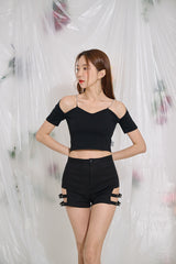 VチェーンショートスリーブクロップTシャツ / TOP(9290) V Chain Short Sleeve Crop Tee