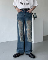ダメージデニムパンツ/GM - KZ Damage Denim Pants (XS ~ L)