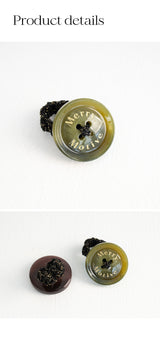 シグネイチャーボタンウィズニットリング/Merry,Motive signature button with knit ring (Khaki)
