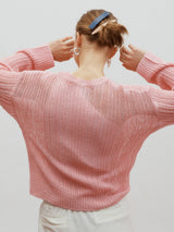 シアリブニット/Sheer ribbed knit - Cherry blossom