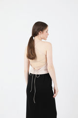 シースルーバックスリットロングスリーブニット / See-Throught Back Slit Long Sleeve Knit Beige