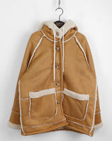 Tama loose-fit hoodie wool suede coat