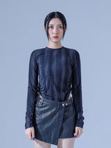 Marble Shirring T-shirts (BK)