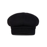 VA Square Stud Wool Newsboy Cap / Black
