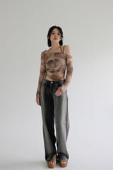 タイダイシースルーオープンTシャツ / Tie-dye see-through open T-shirt (2color)