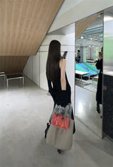 black knit long dress