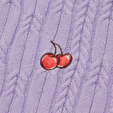 SMALL CHERRY CABLE CROP KNIT CARDIGAN [LAVENDER]