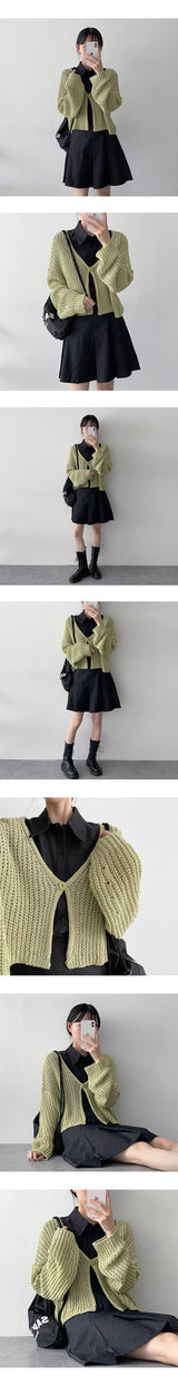 ピーチワンボタンニットカーディガン / Peach One Button Knit Cardigan