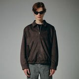 VARSITY LINE SUEDE JACKET (DARK BROWN)