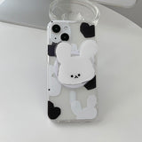 [Smart]ブラックビッグモチラビットMagsafeフォーンケース スマホグリップセット
