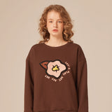 SETSETSET BIG FLOWER NAPPING SWEAT SHIRT BROWN (6652493856886)