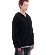 NET KNIT HOOD ZIP-UP (BLACK)