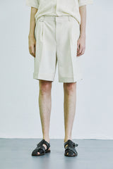 ループステッチターンアップハーフパンツ / loop stitch turn up half pants cream