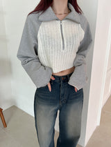 クロップハーフカラーニット/Crop Half Color Knit (2color)