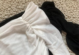 メッシュシャーリングシースルーオフショルダーブラウス