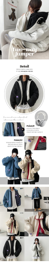 [Double-sided!] Rudt tap color coloring reversible dumpling wool jacket