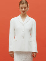 Three button single jacket - White (6682590085238)