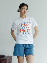 Peace and love short sleeve T-shirts white (6594388492406)