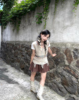 モリガールリネンバンディングパンツスカート / Morigirl linen banding pantskirt