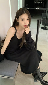 black knit long dress