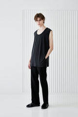 MODAL LENGTHY SLEEVELESS T-SHIRT BLACK (6566880149622)